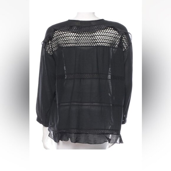 Isabel Marant Etoile Black Chay Top Black Crochet Detail Blouse Top - Picture 11 of 11